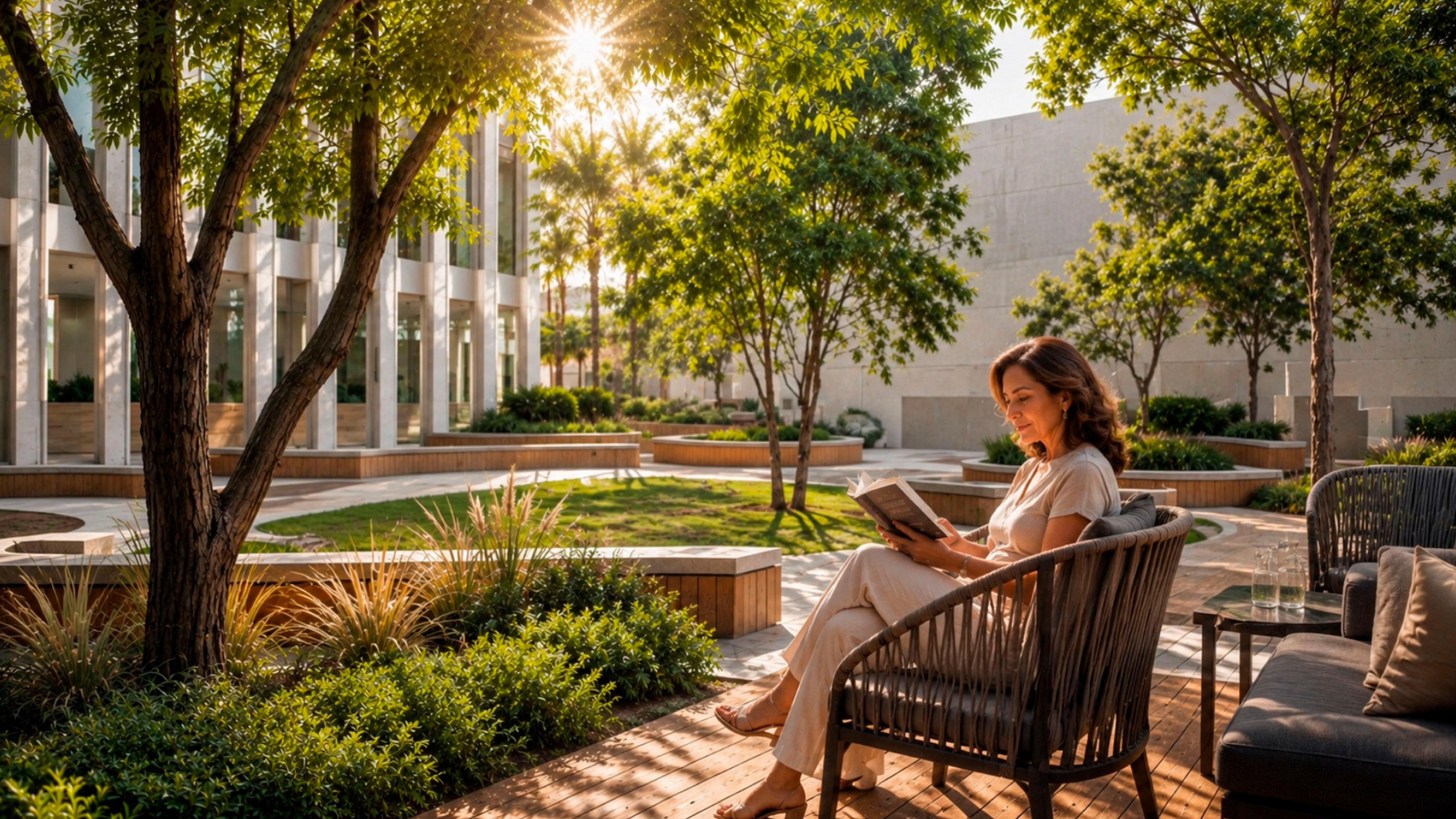 Jardines interiores y vistas de Garden Residences